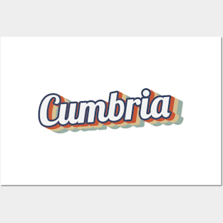 Retro Cumbria Text - The Lake District Posters and Art